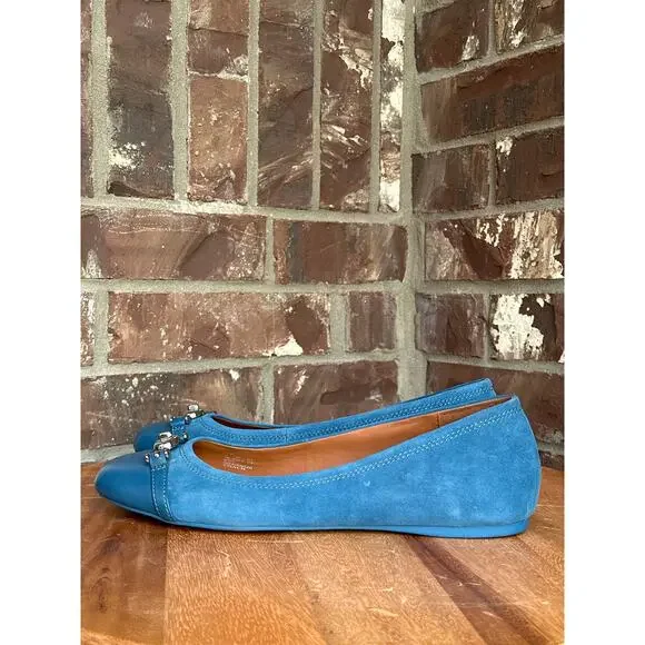 Coach Leila Ballet Suede - Ink Blue Size 11B - Picture 2 of 8